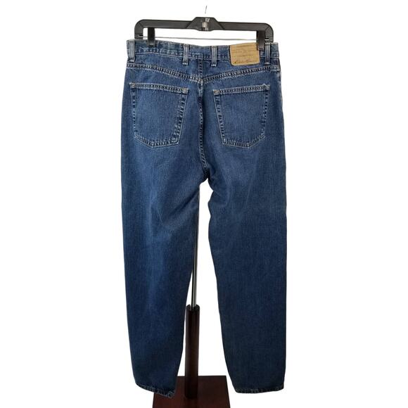 Eddie Bauer Blue Denim Jeans Loose Button Fly Hi Rise Vintage USA Nice Size 14 - Picture 2 of 5